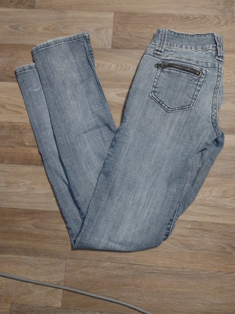 Hydraulic Light Blue Straight Leg Jeans with Back Zip Pocket